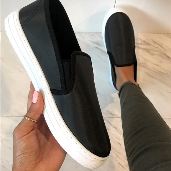🆕 Black Satin Slip-on Sneakers - Picture 2 of 8